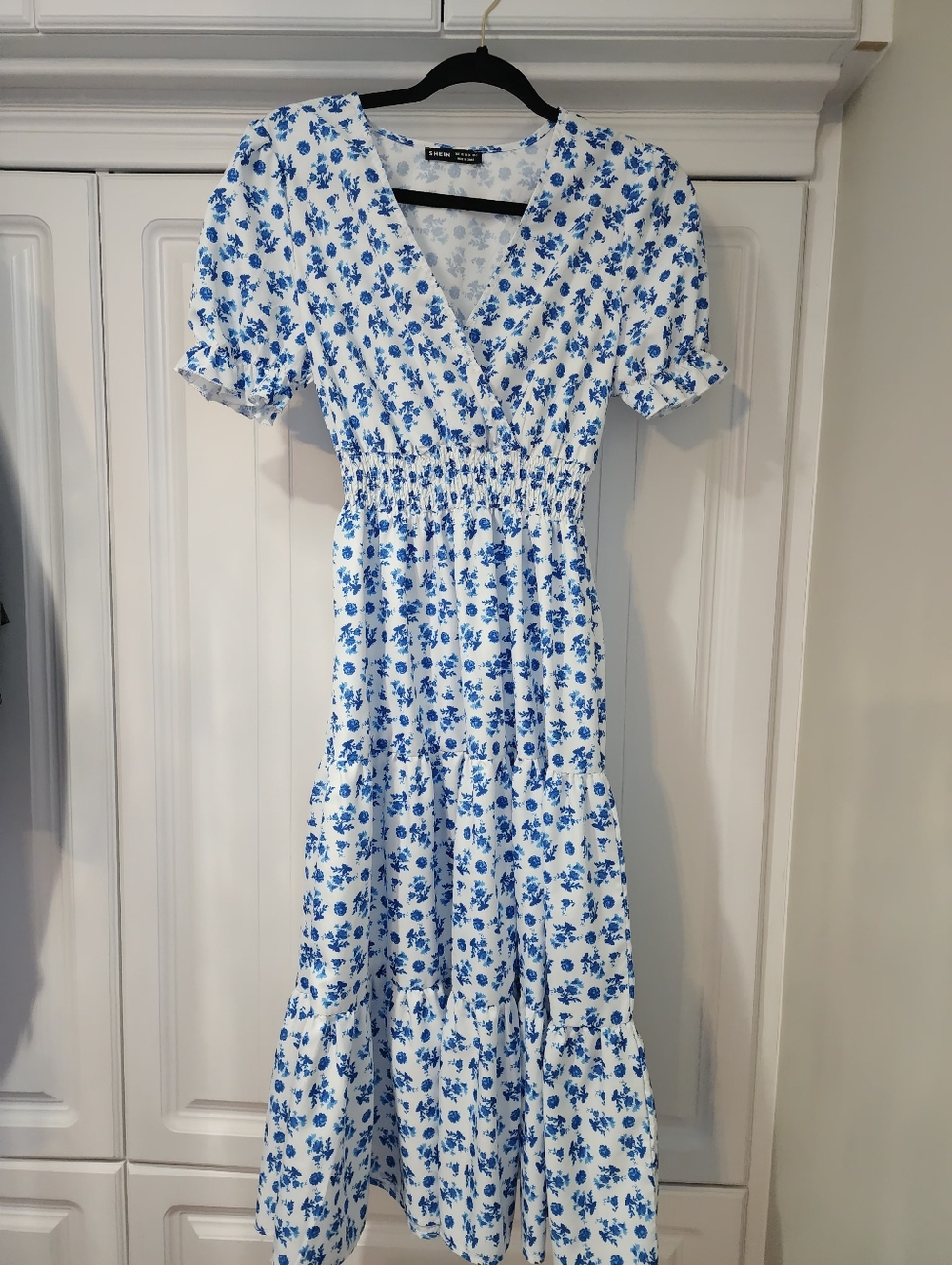Blue Floral Midi Dress - Women's Summer Dress